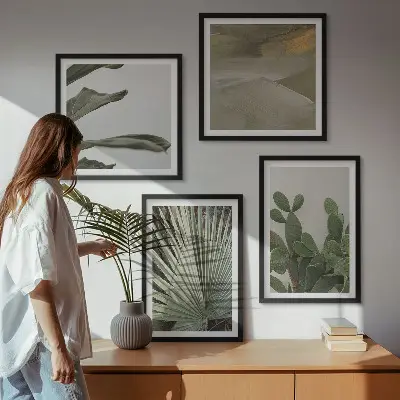 Sada obrazů Pastelové listy moderní triptych s motivem tropických rostlin
