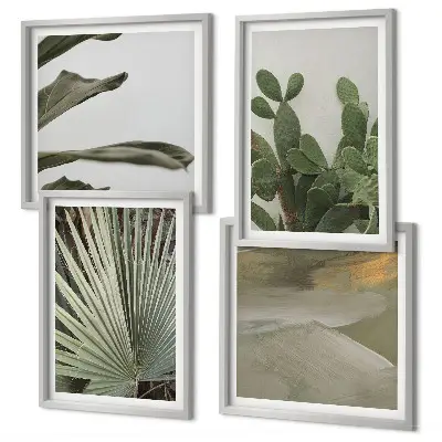 Sada obrazů Pastelové listy moderní triptych s motivem tropických rostlin