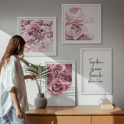Moderní sada obrazů Květiny kytice růží domácí nápis