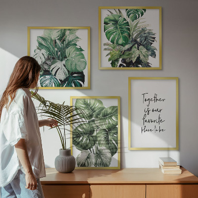 Dekorativní sada obrazů Dekorace ze zelených tropických listů