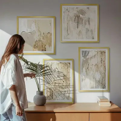 Moderní sada obrazů béžové abstraktní tvary a čáry