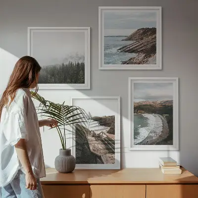 Moderní sada obrazů výhledy na útesy a plážové krajiny
