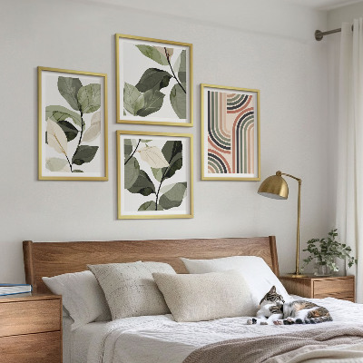 Dekorativní sada obrazů Geometrické rostlinné motivy