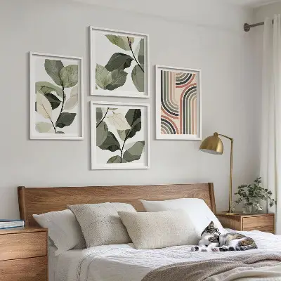 Dekorativní sada obrazů s geometrickými rostlinnými motivy