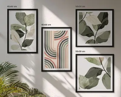 Dekorativní sada obrazů s geometrickými rostlinnými motivy