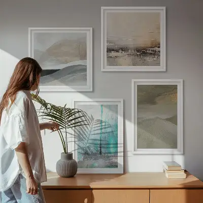 Abstraktní malované obrazy moderní sada dekorací