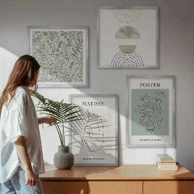 Moderní sada obrazů s motivem minimalistických rostlinných linií