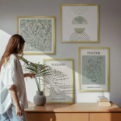 Moderní sada obrazů s motivem minimalistických rostlinných linií