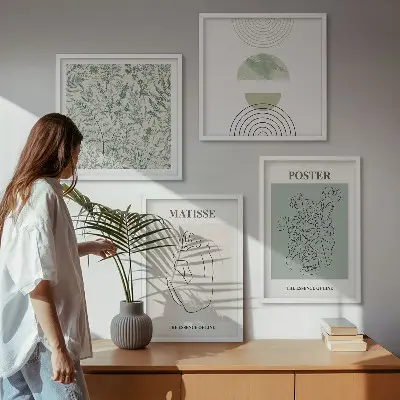 Moderní sada obrazů s motivem minimalistických rostlinných linií