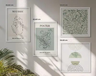Moderní sada obrazů s motivem minimalistických rostlinných linií