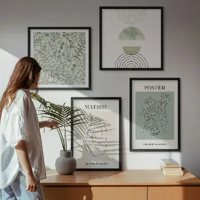 Moderní sada obrazů s motivem minimalistických rostlinných linií