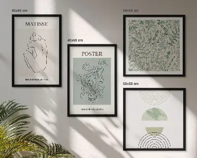 Moderní sada obrazů s motivem minimalistických rostlinných linií