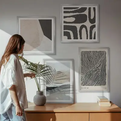 Moderní sada obrazů s abstraktními boho vzory