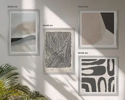 Moderní sada obrazů s abstraktními boho vzory
