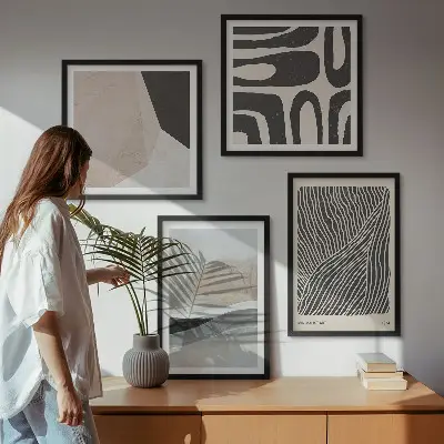 Moderní sada obrazů s abstraktními boho vzory