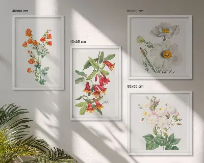 Sada obrazů Retro květiny moderní malba