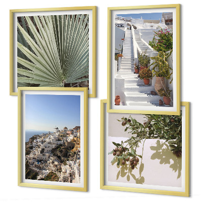 Dekorativní sada obrazů Bílé schody, výhled na Santorini
