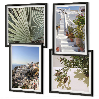Dekorativní sada obrazů Bílé schody, výhled na Santorini