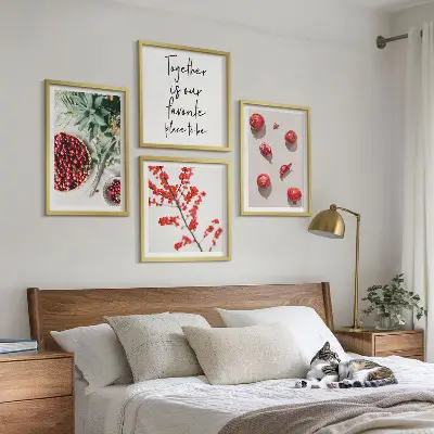 Moderní sada obrazů minimalistické červené plody rostlin