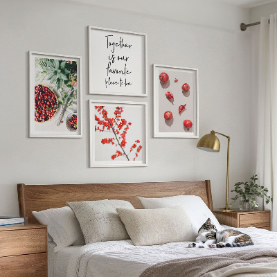 Moderní sada obrazů Červené plody rostlin minimalismus
