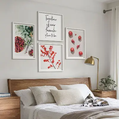 Moderní sada obrazů minimalistické červené plody rostlin