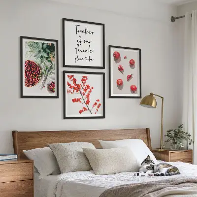 Moderní sada obrazů minimalistické červené plody rostlin