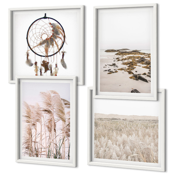 Moderní sada obrazů Plážová travnatá pole v boho stylu