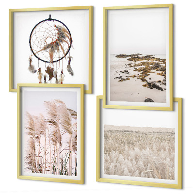 Moderní sada obrazů Plážová travnatá pole v boho stylu