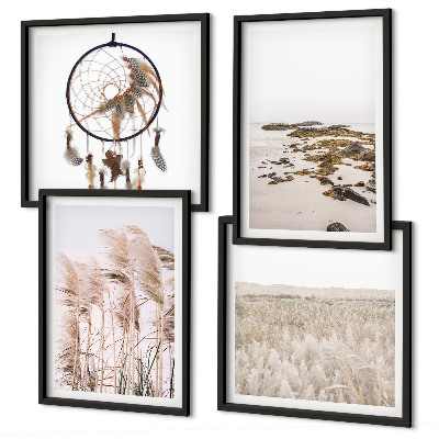 Moderní sada obrazů Plážová travnatá pole v boho stylu