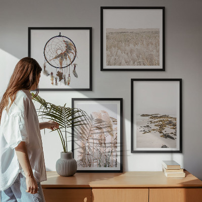 Moderní sada obrazů Plážová travnatá pole v boho stylu