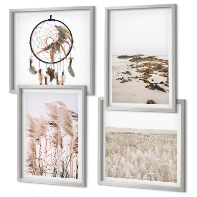 Moderní sada obrazů Plážová travnatá pole v boho stylu