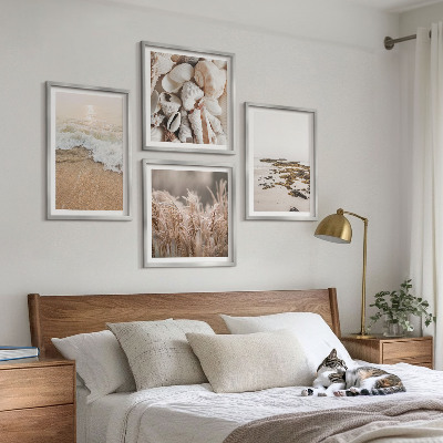 Dekorativní sada obrazů Plážová tráva vlny kameny boho