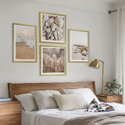 Dekorativní sada obrazů Plážová tráva vlny kameny boho