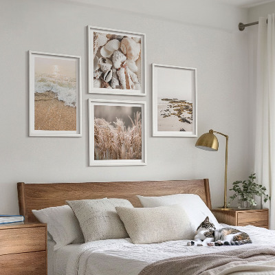 Dekorativní sada obrazů Plážová tráva vlny kameny boho