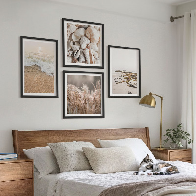 Dekorativní sada obrazů Plážová tráva vlny kameny boho