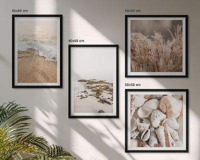 Dekorativní sada obrazů Plážová tráva vlny kameny boho