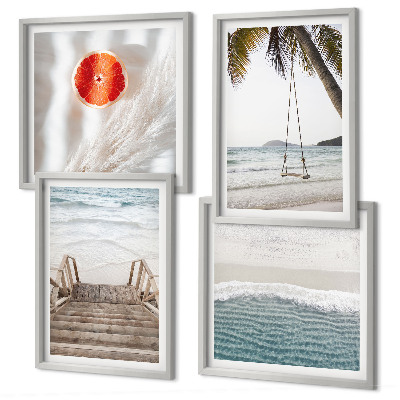 Moderní sada obrazů Atmosféra dřevěných schodů na pláži