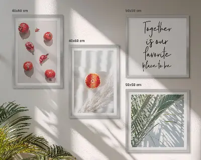 Moderní sada obrazů s motivem nápisu a palmového ovoce ve svátečním stylu