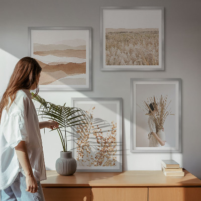 Moderní sada obrazů Rostlinné motivy v boho stylu