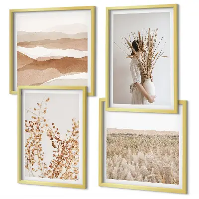 Sada obrazů v boho stylu moderní rostlinné motivy