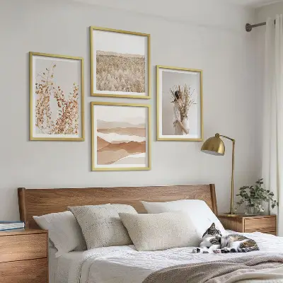 Sada obrazů v boho stylu moderní rostlinné motivy
