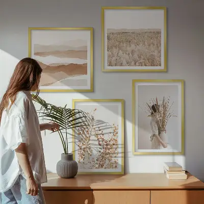 Sada obrazů v boho stylu moderní rostlinné motivy