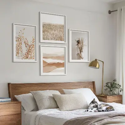 Sada obrazů v boho stylu moderní rostlinné motivy