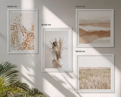 Sada obrazů v boho stylu moderní rostlinné motivy