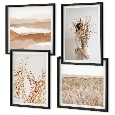 Sada obrazů v boho stylu moderní rostlinné motivy