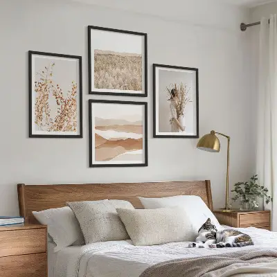Sada obrazů v boho stylu moderní rostlinné motivy