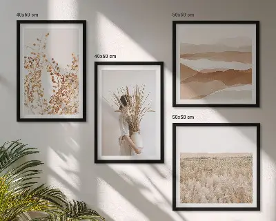 Sada obrazů v boho stylu moderní rostlinné motivy