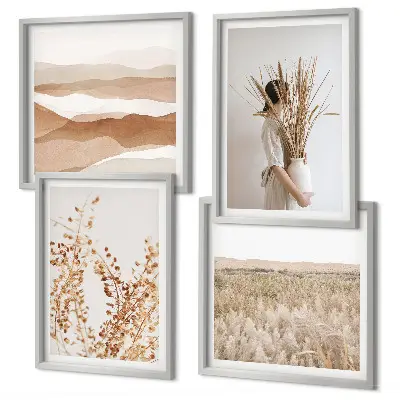 Sada obrazů v boho stylu moderní rostlinné motivy