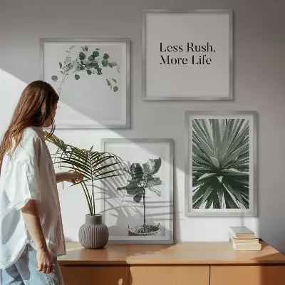 Sada obrazů Moderní minimalismus se zelenými rostlinami