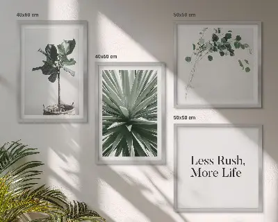 Sada obrazů Moderní minimalismus se zelenými rostlinami
